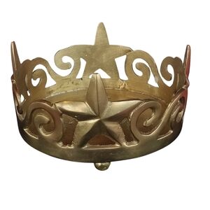 Brass Pier 1 Stars & Scrolls Footed Plant Or Candle Holder 4.5" x 2.5”